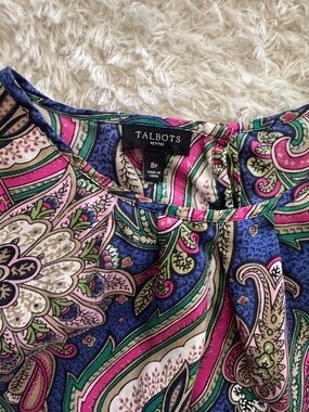 Talbots Vibrant Paisley Silk Shell in Pink, Blue & Green